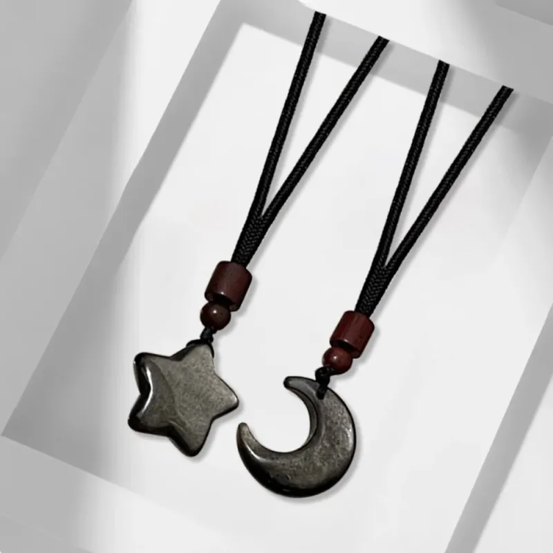 Nine Music Obsidian Necklaces Unisex-3