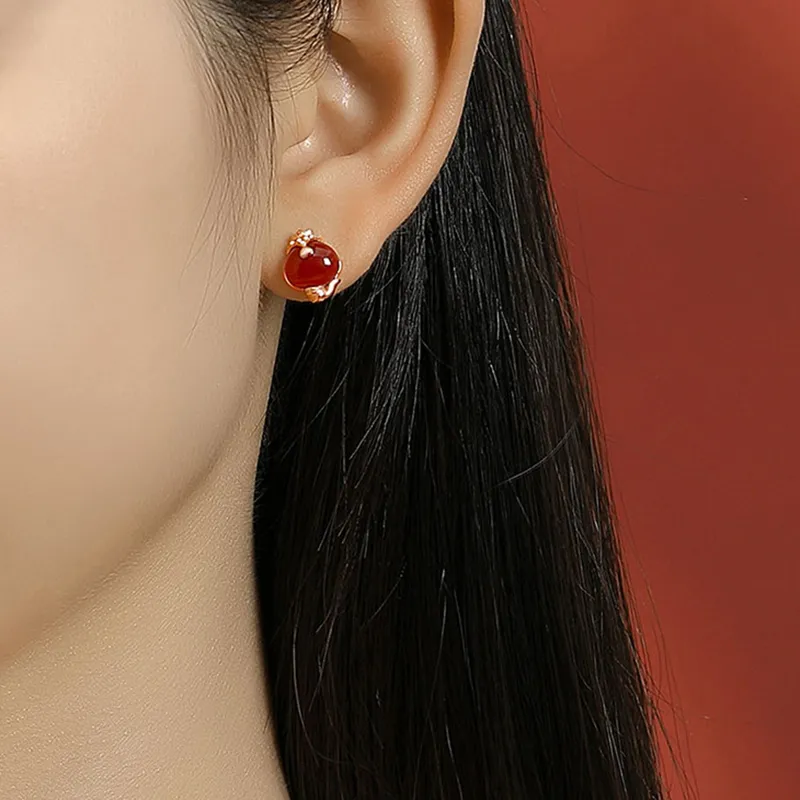 Nine Music Agate Stud Earrings Women's-3