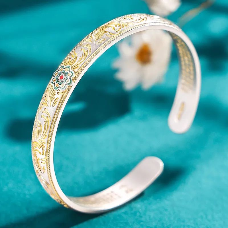 Nine Music 999 Fine Silver Sterling Silver Bracelets Women's-2