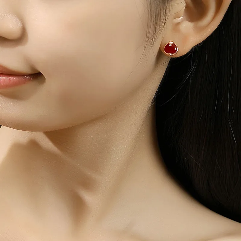 Nine Music Agate Jade Stud Earrings Women's-5