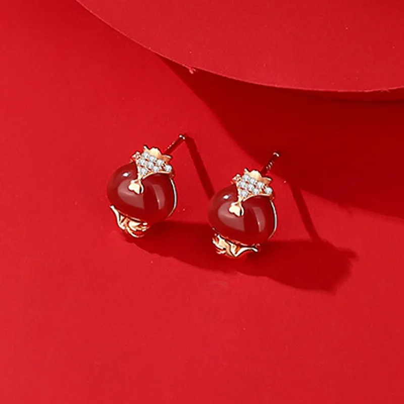 Nine Music Agate Stud Earrings Women's-1