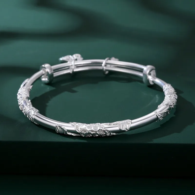 Nine Music 999 Fine Silver Bangles Women's Bestie Mom Exquisite Box-24