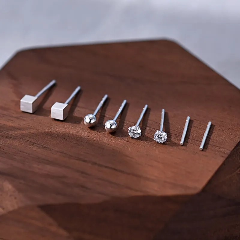 Nine Music 999 Fine Silver Stud Earrings Women's-2