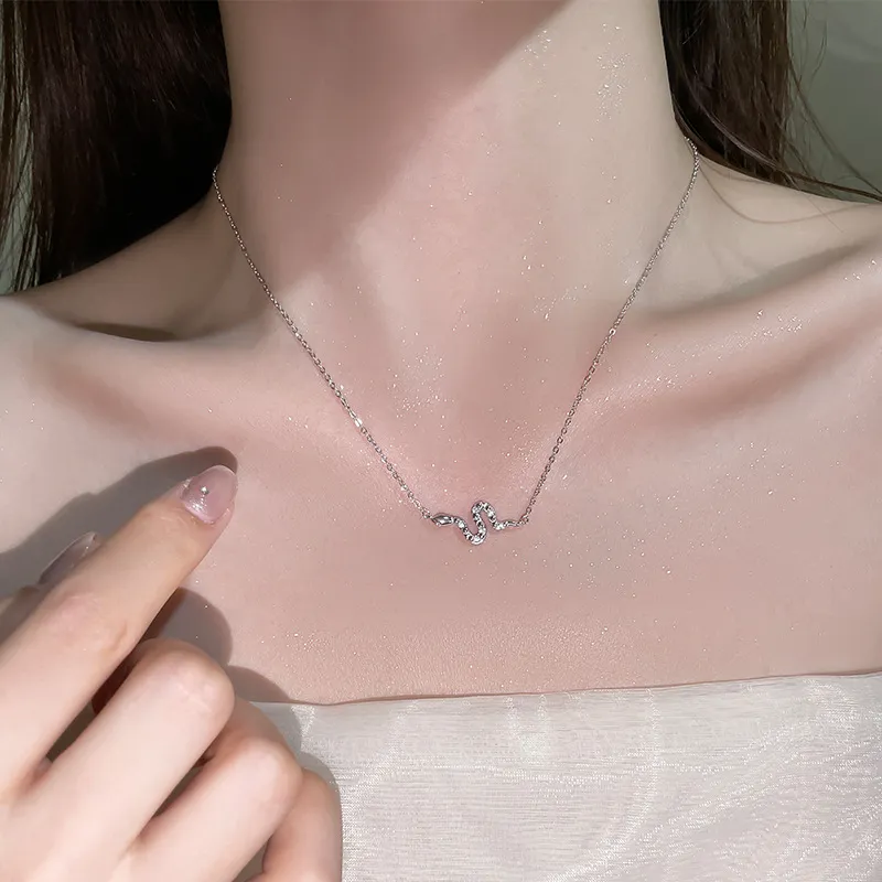 Nine Music S925 Silver Necklaces Women's Rose Gold/White-5