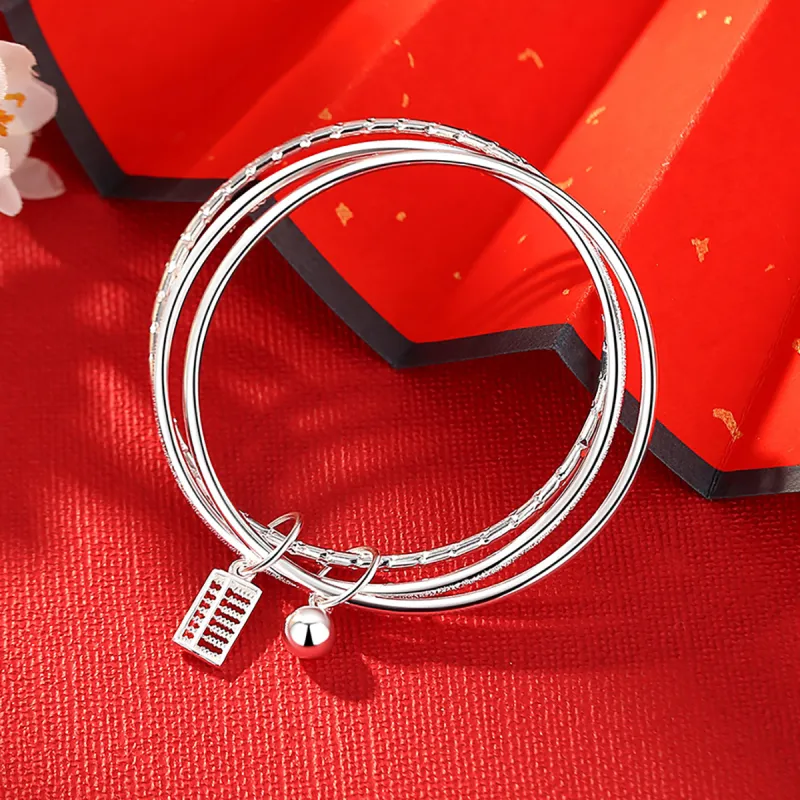Nine Music 999 Fine Silver Bangles Women's-2