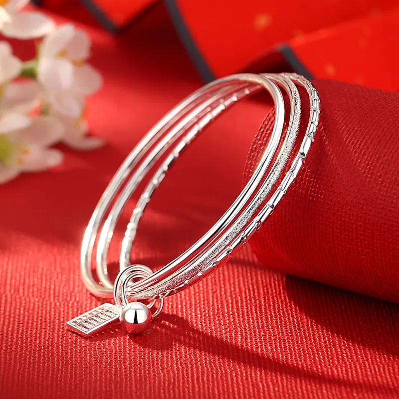 Nine Music 999 Fine Silver Bangles Women's-1