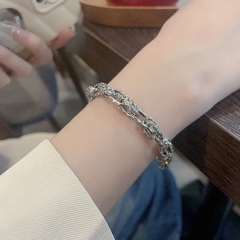 Nine Music S925 Silver Bracelets Unisex Silver-5
