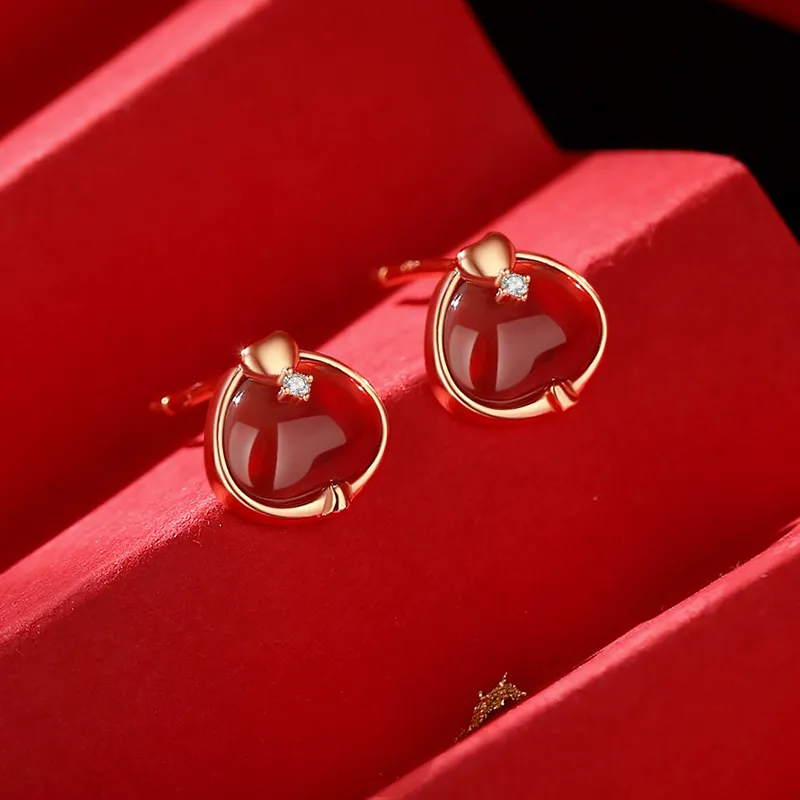 Nine Music Agate Jade Stud Earrings Women's-1