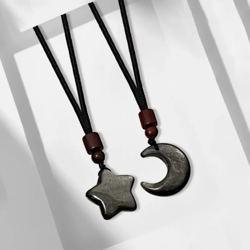 Nine Music Obsidian Necklaces Unisex-2