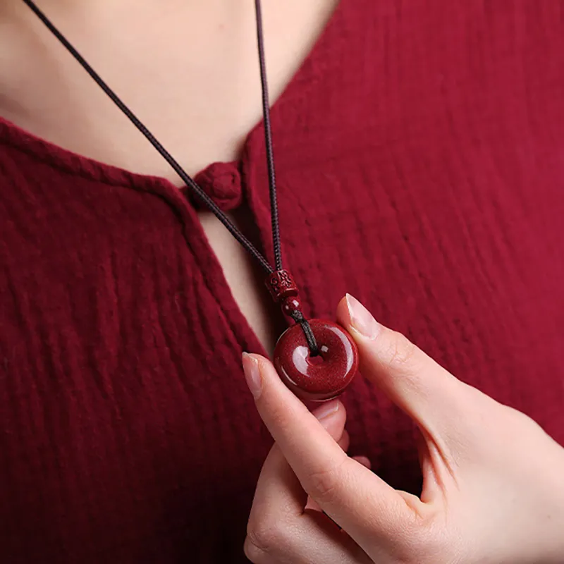 Nine Music Reconstructed Cinnabar Necklaces Unisex-6