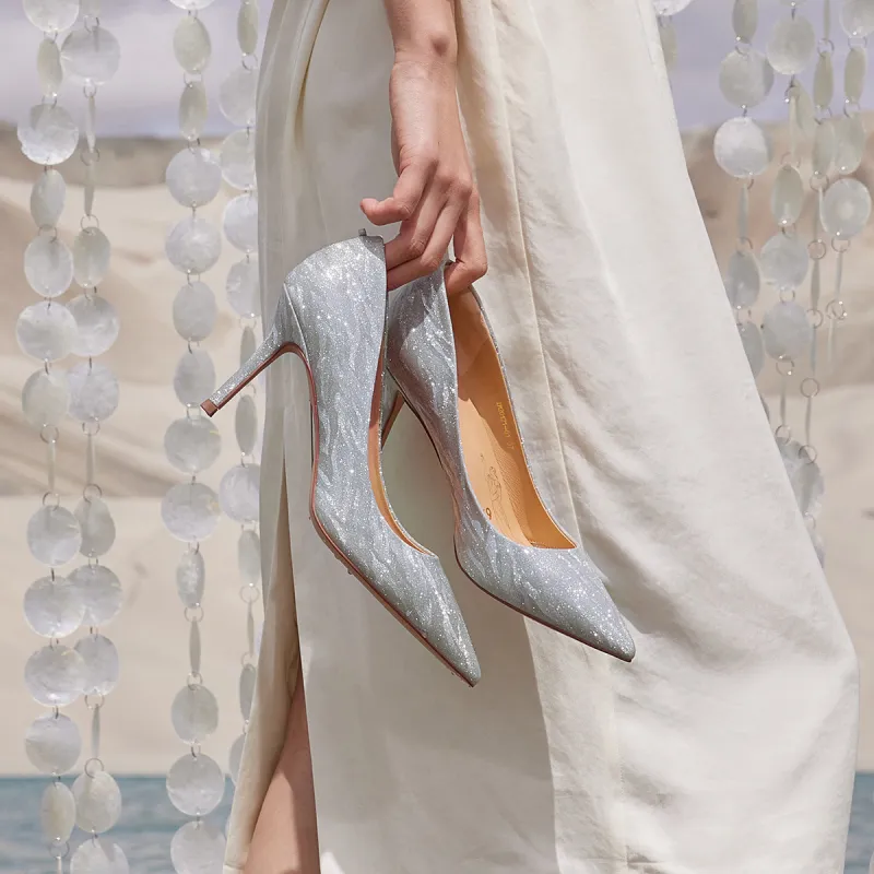 7or9 Moonstone Valentine Box Slim Heel High Heels 9cm Women's Silver-6