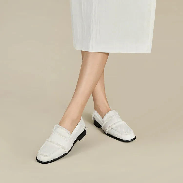 7or9 White Waves Loafers 2.5cm Women's White-4