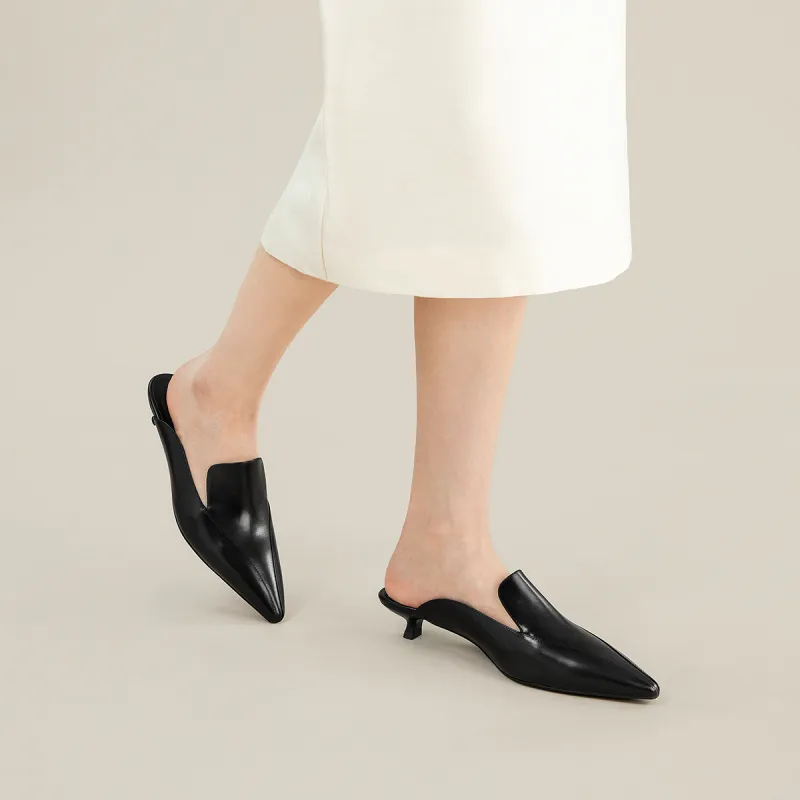 7or9 New Moon Black Logo Slim Heel High Heels 3.5cm Women's Black-6
