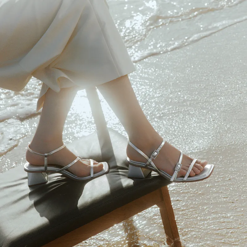 7or9 Strap Sandals 5cm Women's Silver-5