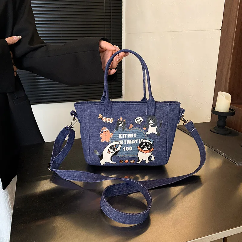 S.REPHEN Denim Crossbody Handbag Regular Unisex Blue/Dark Blue-4