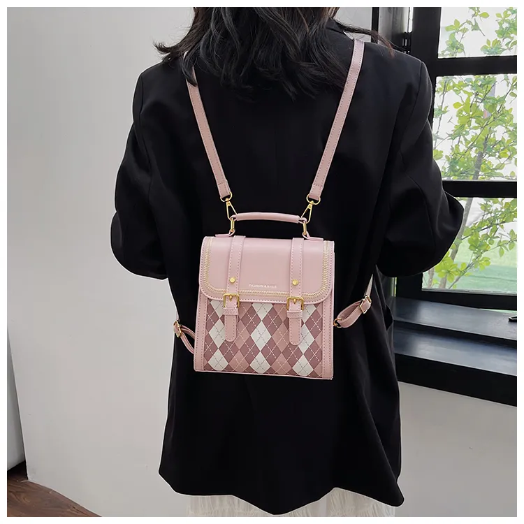 FCTOSSR PU Backpack Regular Women's Ecru/Black/Pink/Coffee-7