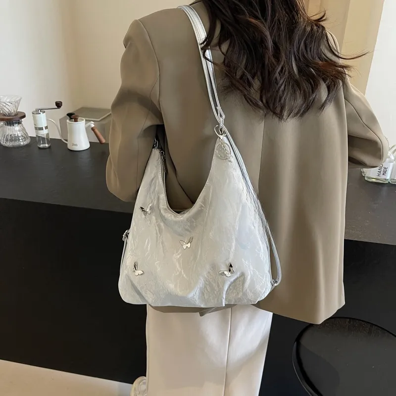 FCTOSSR PU Backpack Shoulder Bag Women's Ecru/Silver/Black/Green/Blue-12