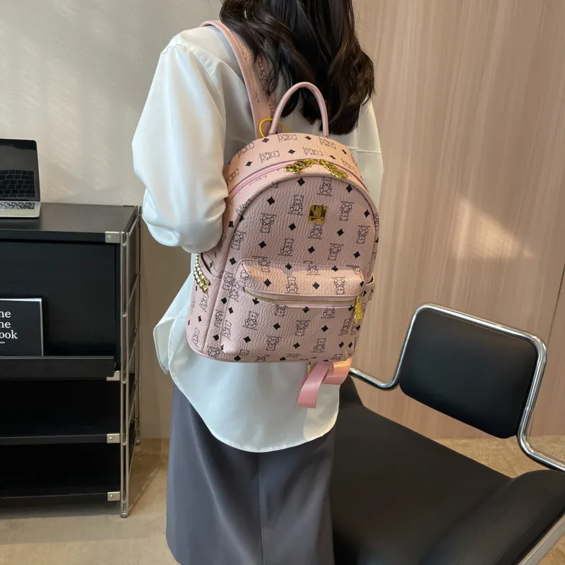 FCTOSSR PU Backpack Regular Women's Ecru/Black/Pink/Brown/Black & White-12
