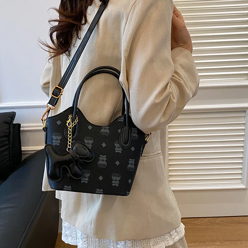 FCTOSSR PU Basket Bag Handbag Women's White/Black/Khaki-4