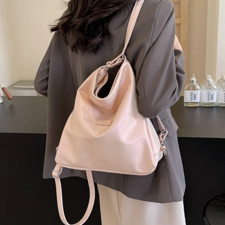 FCTOSSR PU Double Shoulder Backpack Regular Women's Black White Silver Pink-8