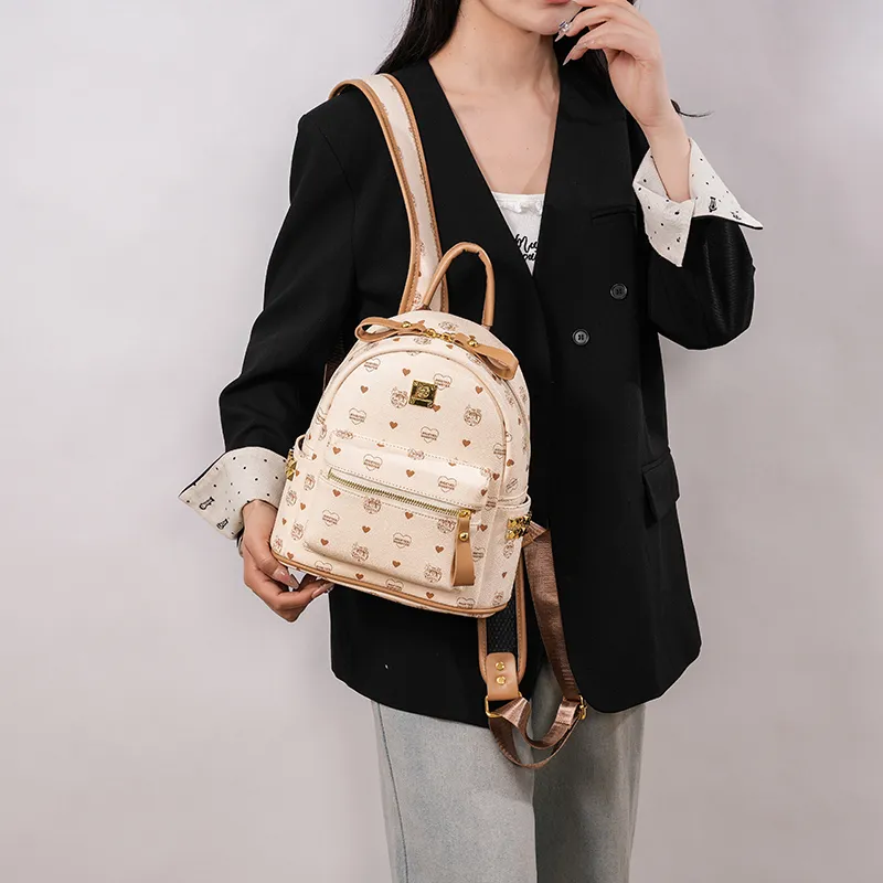 FCTOSSR PU Backpack Women's White/Beige/Pink/Brown-11