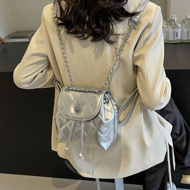 FCTOSSR PU Shoulder Bag Backpack Women's White/Silver/Black/Red-11