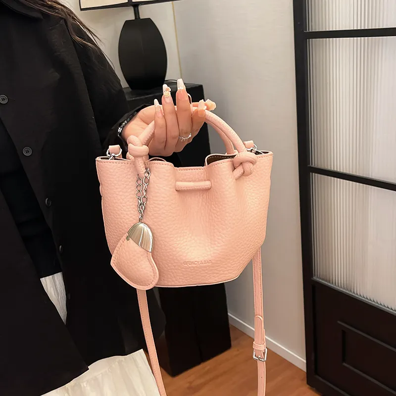 FCTOSSR PU Bucket Bag Handbag Women's White/Black/Blue/Pink-7