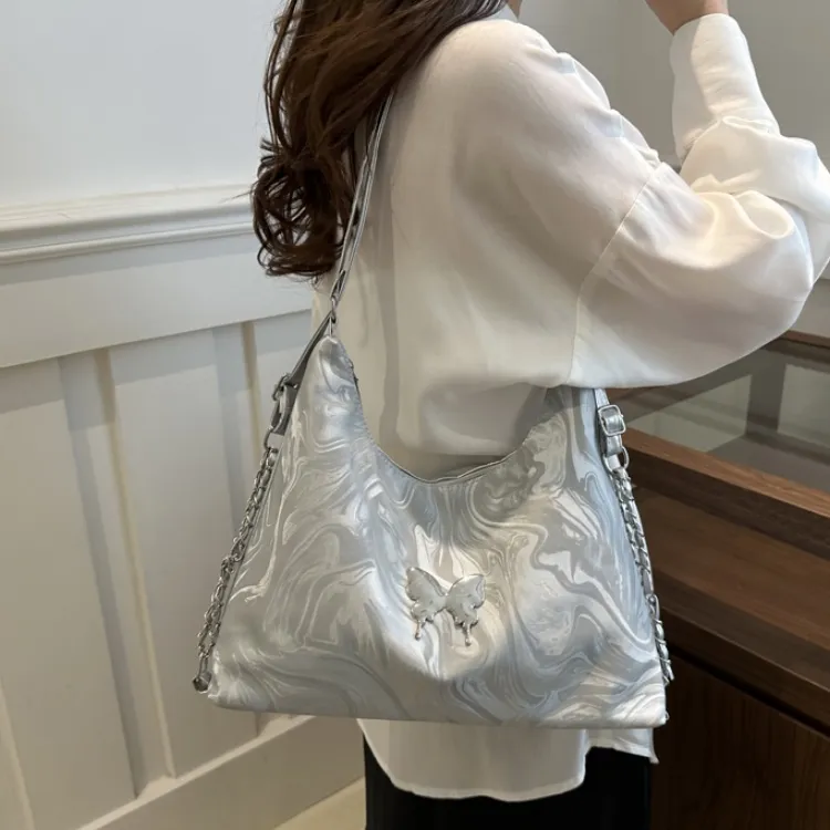 FCTOSSR PU Backpack On The Shoulder Women's White/Silver/Black/Pink-8