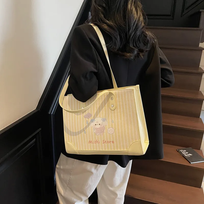 FCTOSSR Composite Cloth Tote Bag, Shopping Bag, Shoulder Bag Regular Women's White/Yellow/Pink-9