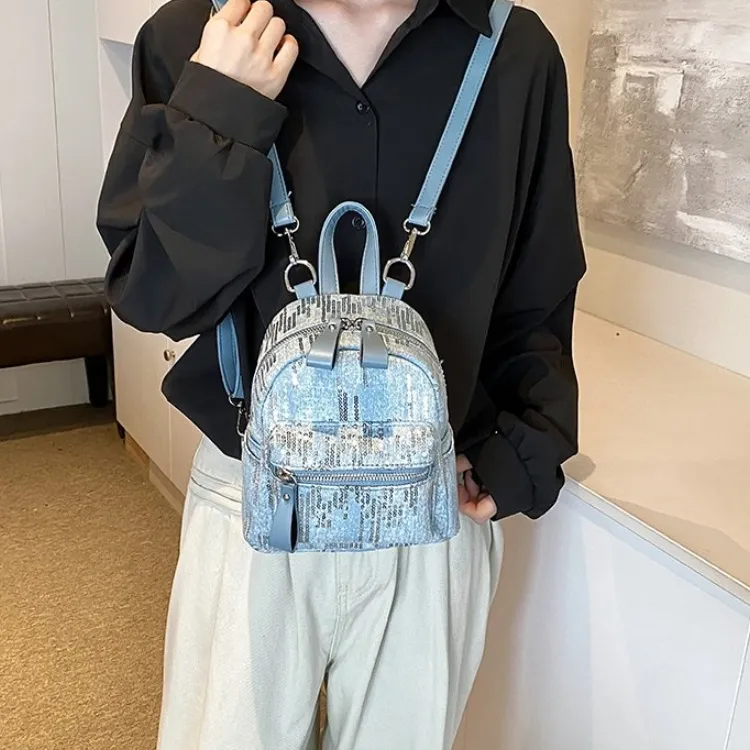 FCTOSSR Denim Backpack Small Size Women's Black/Light Blue/Dark Blue-1