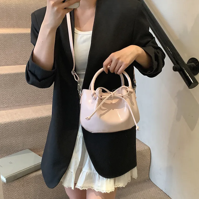 FCTOSSR PU Bucket Bag, Shoulder Bag, Crossbody Bag, Handbag Women's White/Silver/Black/Yellow/Pink-23