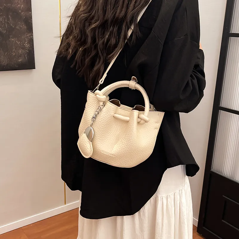 FCTOSSR PU Bucket Bag Handbag Women's White/Black/Blue/Pink-5