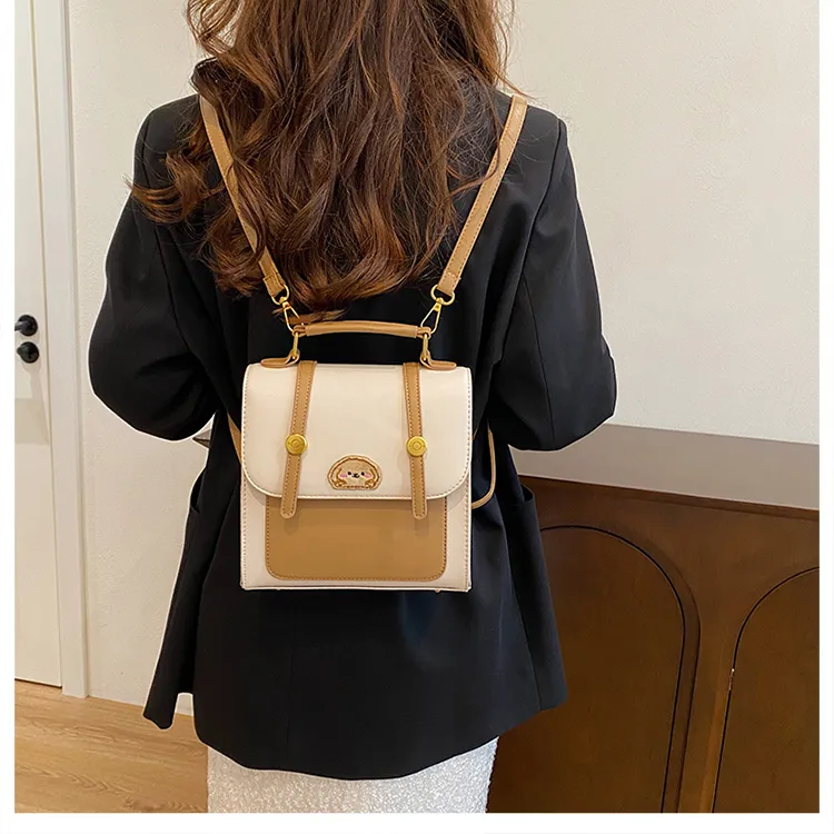 FCTOSSR PU Backpack Women's Black/Khaki/Coffee/White-21