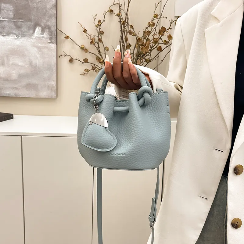 FCTOSSR PU Bucket Bag Handbag Women's White/Black/Blue/Pink-13