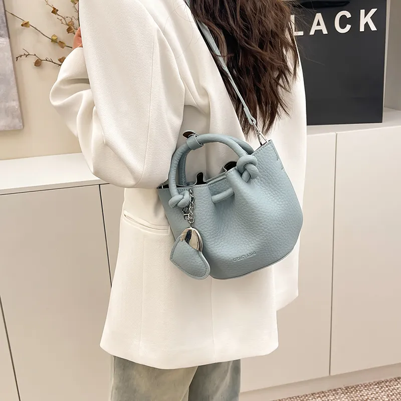 FCTOSSR PU Bucket Bag Handbag Women's White/Black/Blue/Pink-17
