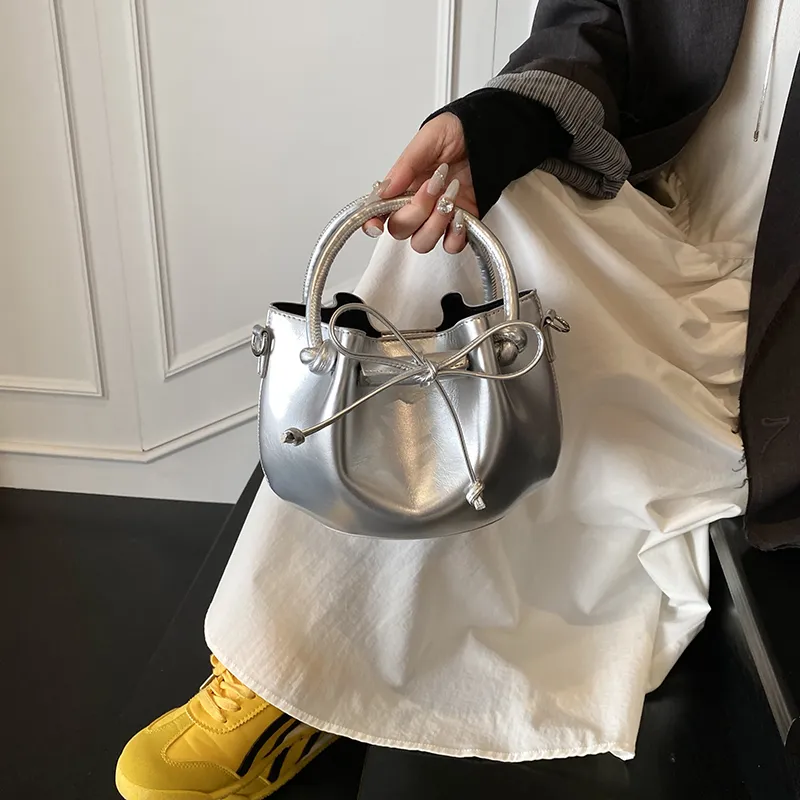 FCTOSSR PU Bucket Bag, Shoulder Bag, Crossbody Bag, Handbag Women's White/Silver/Black/Yellow/Pink-8