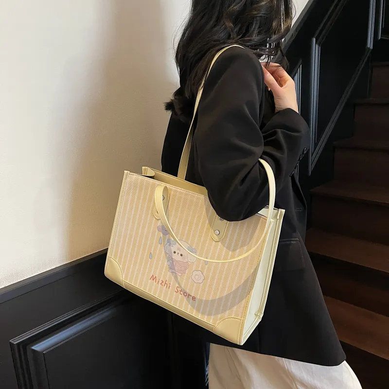 FCTOSSR Composite Cloth Tote Bag, Shopping Bag, Shoulder Bag Regular Women's White/Yellow/Pink-6
