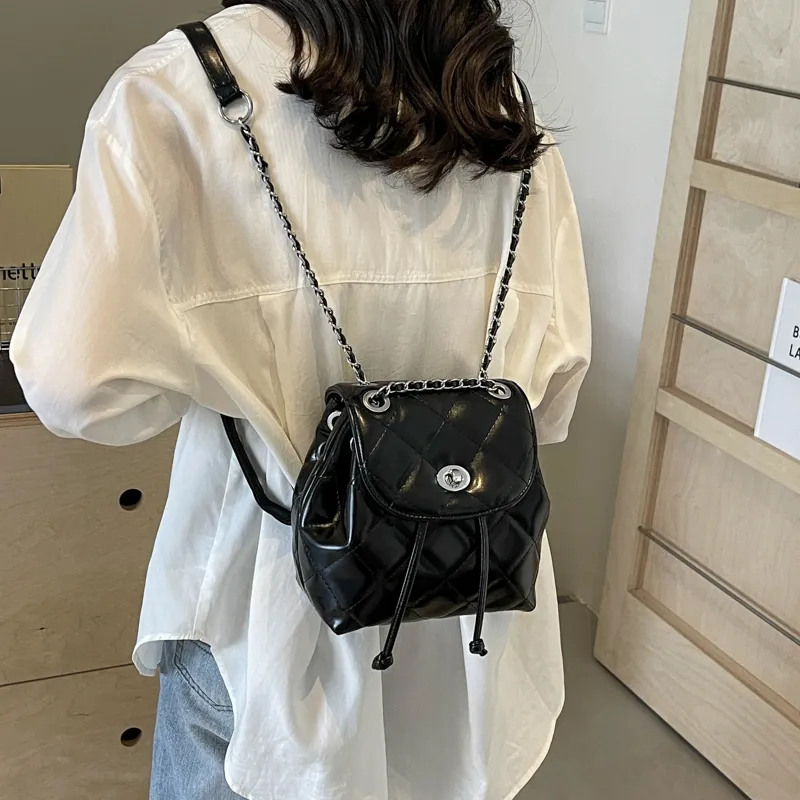 FCTOSSR PU Shoulder Bag Backpack Women's White/Silver/Black/Red-15