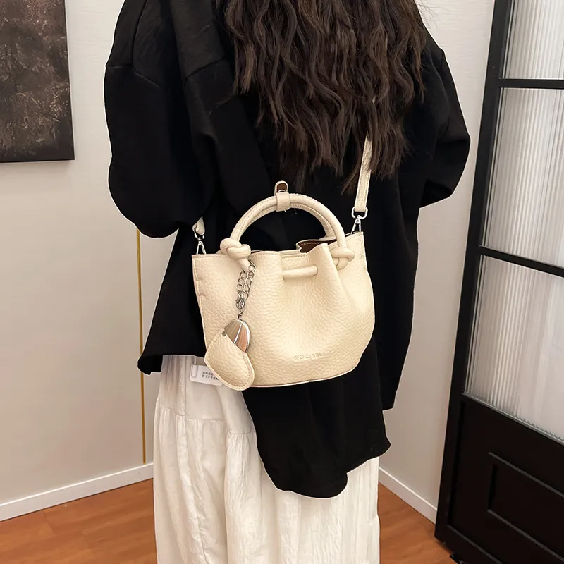FCTOSSR PU Bucket Bag Handbag Women's White/Black/Blue/Pink-4