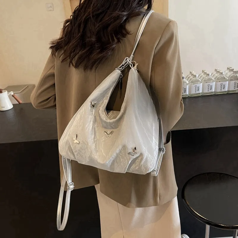 FCTOSSR PU Backpack Shoulder Bag Women's Ecru/Silver/Black/Green/Blue-15