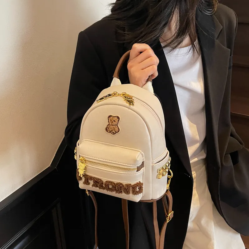FCTOSSR PU Backpack Women's White/Black/Brown-5