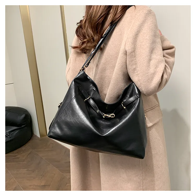 FCTOSSR PU Tote Double Shoulder Bag Women's Black/Coffee/Brown-3