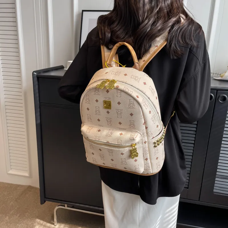 FCTOSSR PU Backpack Regular Women's Ecru/Black/Pink/Brown/Black & White-2