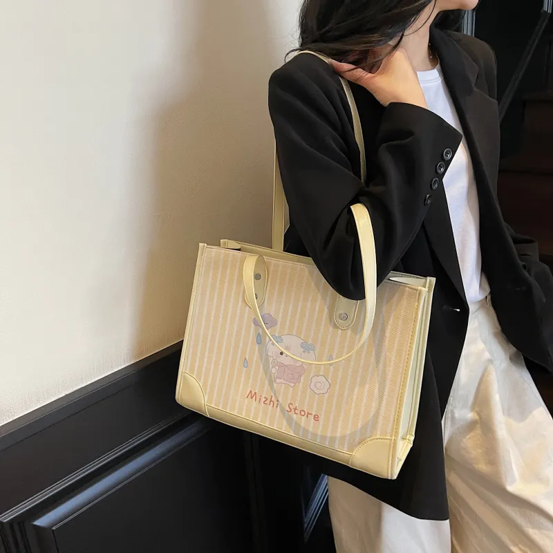 FCTOSSR Composite Cloth Tote Bag, Shopping Bag, Shoulder Bag Regular Women's White/Yellow/Pink-7