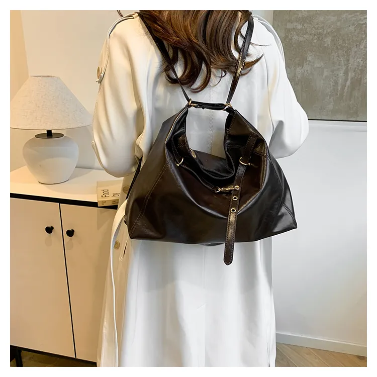 FCTOSSR PU Tote Double Shoulder Bag Women's Black/Coffee/Brown-10