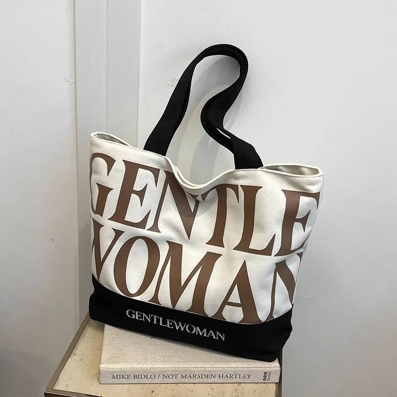 FCTOSSR Canvas Tote Bag, Shoulder Bag Women's Black/Khaki/Green/Pink-3