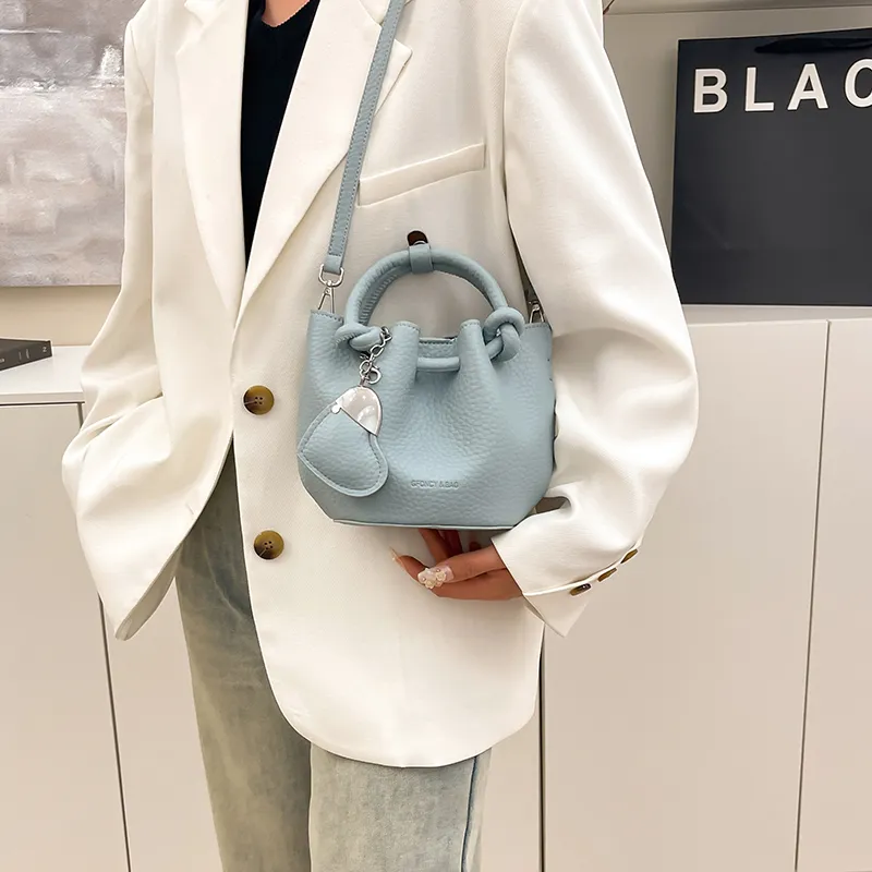 FCTOSSR PU Bucket Bag Handbag Women's White/Black/Blue/Pink-16