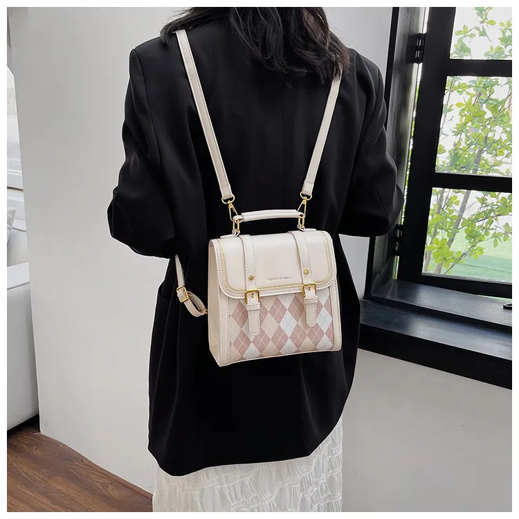 FCTOSSR PU Backpack Regular Women's Ecru/Black/Pink/Coffee-2