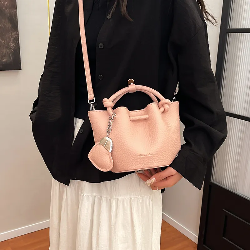 FCTOSSR PU Bucket Bag Handbag Women's White/Black/Blue/Pink-9