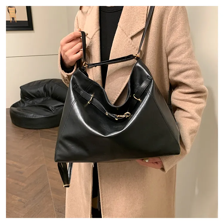FCTOSSR PU Tote Double Shoulder Bag Women's Black/Coffee/Brown-4